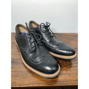 Bostonian Men's Derby Oxford Shoes Lace Up Almond Toe Black Leather Size 9M